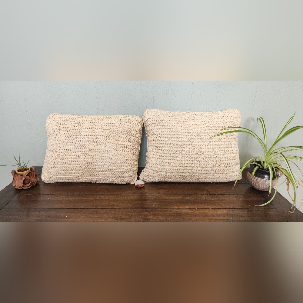 Cream Woven Throw Pillows